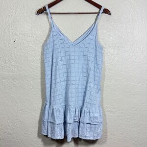 GB Gianni Bini Eyelet Ruffle Hem‎ Dress A-Line S Pastel Sky Blue Garden Cottage